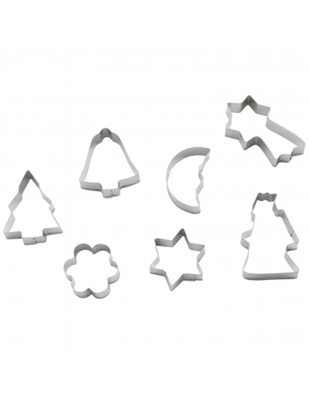 Set tagliapasta forme natalizie in acciaio inox, 7 pezzi - altezza cm 2