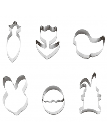 Set tagliapasta forme a tema pasqua in acciaio inox, 6 pezzi - altezza cm 2