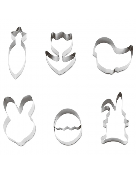 Set tagliapasta forme a tema pasqua in acciaio inox, 6 pezzi - altezza cm 2