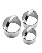 Set 3 tagliapasta rotondi in acciaio inox con manico - diametro cm 6, cm 7, cm 8 - altezza cm 3
