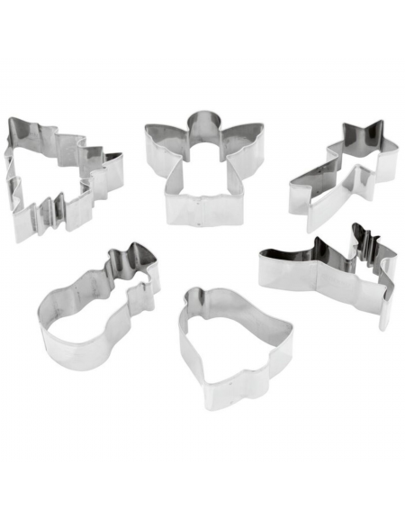 Set tagliapasta forme natalizie in acciaio inox, 6 pezzi - cm 8x8x3h