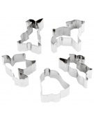 Set tagliapasta forme a tema pasqua in acciaio inox, 5 pezzi - cm 8x8x3h