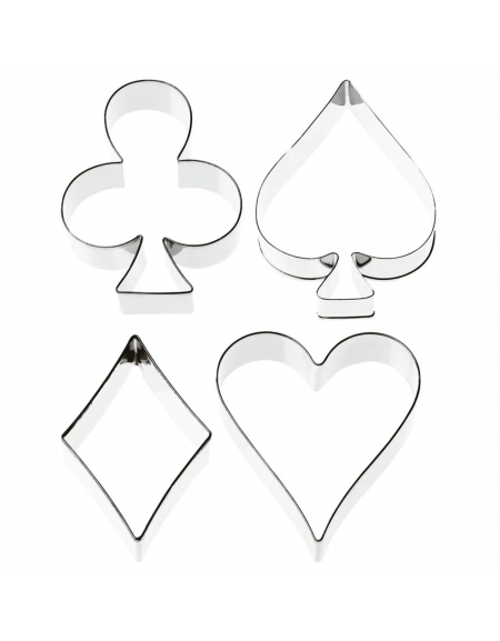 Set tagliapasta forme semi delle carte in acciaio inox, 4 pezzi - cm 7,5x7,5x3h