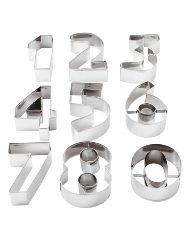 Set 9 tagliapasta a forma numeri in acciaio inox - altezza cm 2,5