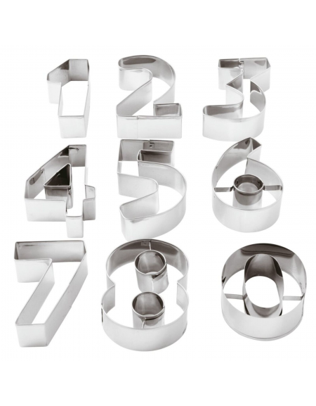 Set 9 tagliapasta a forma numeri in acciaio inox - altezza cm 2,5