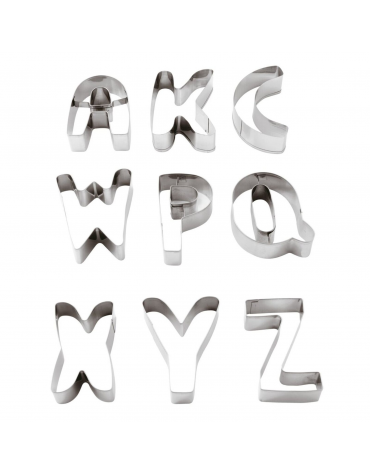 Set 26 tagliapasta a forma lettere alfabeto in acciaio inox - altezza cm 2,5