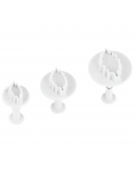 Set 3 tagliapasta con espulsore in ABS, forma agrifoglio - diametro da cm 3 a cm 4,5 - altezza cm 5