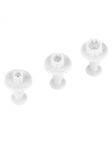 Set 3 tagliapasta con espulsore in ABS, forma fiore - diametro da cm 2,5 - altezza cm 5