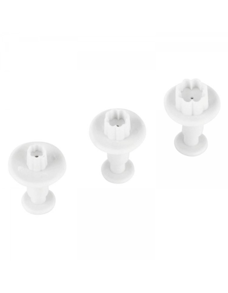 Set 3 tagliapasta con espulsore in ABS, forma fiore - diametro da cm 2,5 - altezza cm 5
