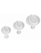 Set 3 tagliapasta con espulsore in ABS, forma foglia di rosa - diametro da cm 3 a cm 5 - altezza cm 5