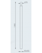 Dissuasore realizzato in tubolare quadro di acciaio 60×60 mm con sfera decorativa superiore da cm Ø7 - senza anelli 