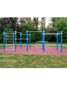 Stazione fitness realizzata in acciaio zincato e verniciato con varie postazioni - Attrezzo per il rafforzamento muscolare - cm 