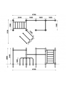 Stazione fitness realizzata in acciaio zincato e verniciato con varie postazioni - Attrezzo per il rafforzamento muscolare - cm 