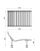 Panchina Chaise longue, struttura in acciaio e doghe in legno di pino - da tassellare - cm 120x161,6x95,1h