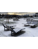 Panchina Chaise longue, struttura in acciaio e doghe in legno di pino - da tassellare - cm 120x161,6x95,1h