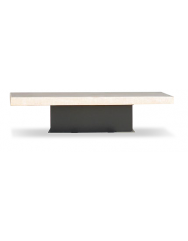 Panchina dal design elegante - struttura in acciaio zincato e verniciato, schienale cm 120 e seduta in legno di pino - cm L230