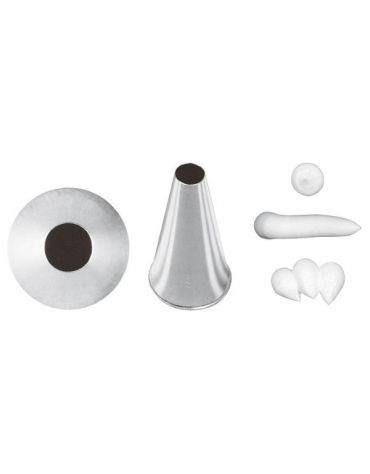 Set 12 bocchette per decorazione in acciaio inox unipezzo con foro tondo - diametro base mm 18