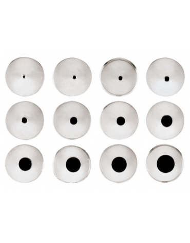 Set 12 bocchette per decorazione in acciaio inox unipezzo con foro tondo - diametro base mm 18