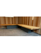 Panchina dal design elegante - struttura in acciaio zincato e verniciato, schienale cm 180 e seduta in legno di pino - cm L230