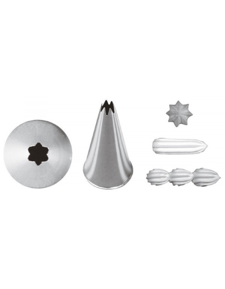 Set 7 bocchette per decorazione in acciaio inox unipezzo con foro a stella  - diametro base mm 18