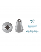 Set 8 bocchette per decorazione in acciaio inox unipezzo con foro a stella a stella frastagliata  - diametro base mm 18