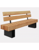 Panchina con schienale e braccioli, in acciaio zincato e verniciato, seduta e schienale in legno di pregio - cm 200x43,3x87,3h