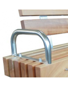 Panchina con schienale e braccioli, in acciaio zincato e verniciato, seduta e schienale in legno di pregio - cm 200x43,3x87,3h