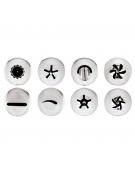 Set 8 bocchette assortite per decorazione in acciaio inox unipezzo  - diametro base mm 18