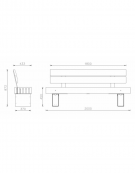 Panchina con schienale e braccioli, in acciaio zincato e verniciato, seduta e schienale in legno di pino - cm 200x43,3x87,3h