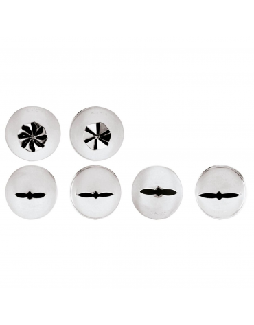 Set 6 bocchette per decorazione in acciaio inox unipezzo con fori assortiti  - diametro base mm 25