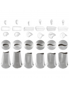 Set 6 bocchette per decorazione in acciaio inox unipezzo con foro a petalo - diametro base mm 25