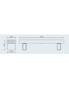 Panchina senza schienale con legno di pregio, in acciaio zincato e verniciato - Con braccioli - cm 200x40x45h