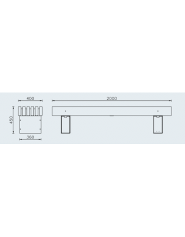 Panchina senza schienale con legno di pregio, in acciaio zincato e verniciato - Con braccioli - cm 200x40x45h