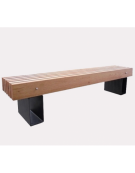 Panchina senza schienale con legno di pregio, in acciaio zincato e verniciato - Con braccioli - cm 200x40x45h