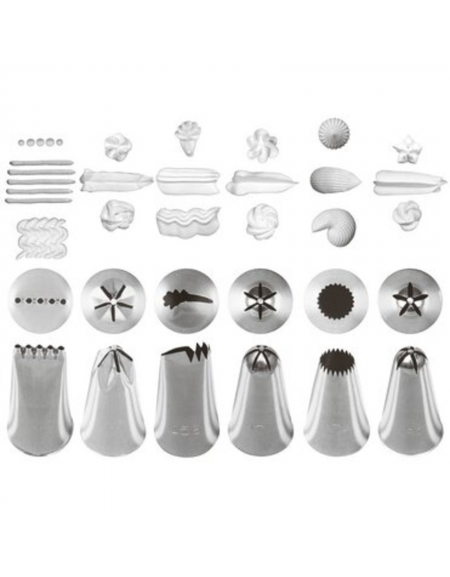 Set 6 bocchette assortite per sac à poche in acciaio inox unipezzo - diametro base mm 25