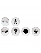 Set 6 bocchette assortite per sac à poche in acciaio inox unipezzo - diametro base mm 25