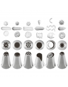 Set 6 bocchette per sac à poche in acciaio inox unipezzo con fori assorti - diametro base mm 25