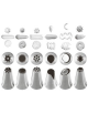 Set 6 bocchette per sac à poche in acciaio inox unipezzo con fori assorti - diametro base mm 25