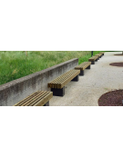 Panchina senza schienale con legno di pino, in acciaio zincato e verniciato - Con braccioli - cm 200x40x45h