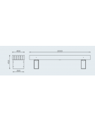 Panchina senza schienale con legno di pino, in acciaio zincato e verniciato - Con braccioli - cm 200x40x45h