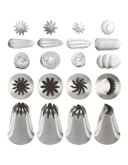 Set 4 bocchette per decorazioni in acciaio inox unipezzo - diametro base mm 31 e mm 36