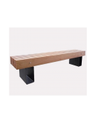 Panchina senza schienale con legno di pino, in acciaio zincato e verniciato - Con braccioli - cm 200x40x45h