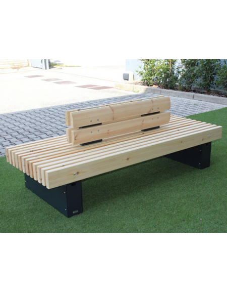 Panchina doppia con schienale con legno di pino, in acciaio zincato e verniciato - cm 200x86,6x87,3h