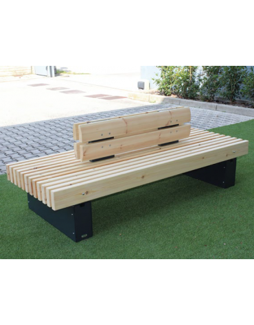 Panchina doppia senza schienale con legno di pregio, in acciaio zincato e verniciato - cm 200x80x45h