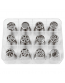 Set 12 bocchette floreali per decorazioni in acciaio inox unipezzo