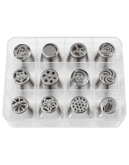 Set 12 bocchette floreali per decorazioni in acciaio inox unipezzo