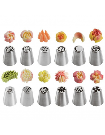 Set 12 bocchette floreali per decorazioni in acciaio inox unipezzo