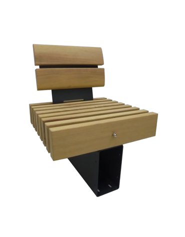 Panchina singola con schienale in legno di pregio e acciaio zincato verniciato - cm 60x55,8x84,6h