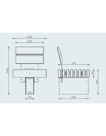 Panchina singola con schienale in legno di pino e acciaio zincato verniciato - cm 60x55,8x84,6h