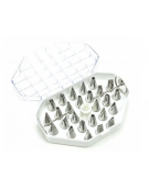 Set 26 bocchette per decorazione in acciaio inox unipezzo con 2 chiodi per fiori e 1 adattatore standard